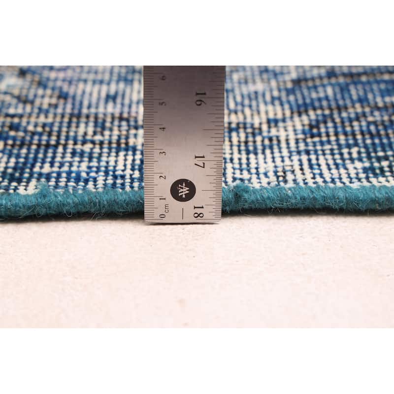 ECARPETGALLERY Hand-knotted Color Transition Dark Blue Wool Rug - 2'11 x 9'4