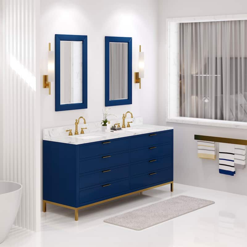Bristol Carrara White Marble Countertop Vanity with Mirror