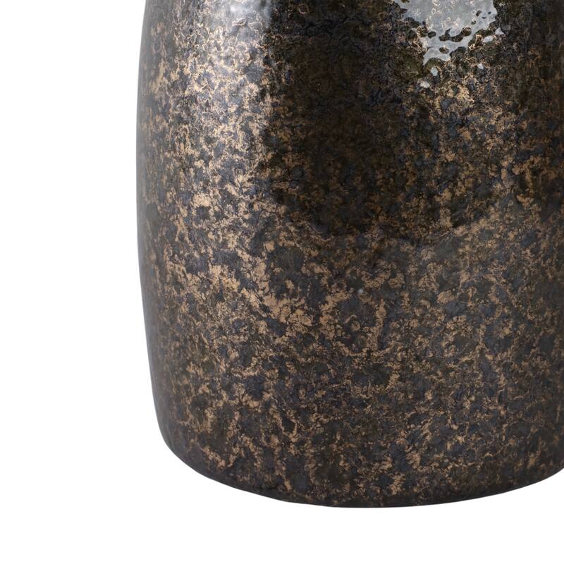 Glass Decorative Vase Metal Brass Accents with Sculptural Topper