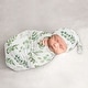 preview thumbnail 1 of 4, Floral Leaf Collection Boy or Girl Baby Cocoon and Beanie Hat Sleep Sack - 2pc Set - Green Boho Botanical Flower Woodland Garden