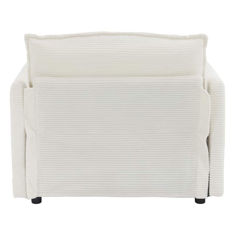 Corduroy Chair with Ottoman & Storage