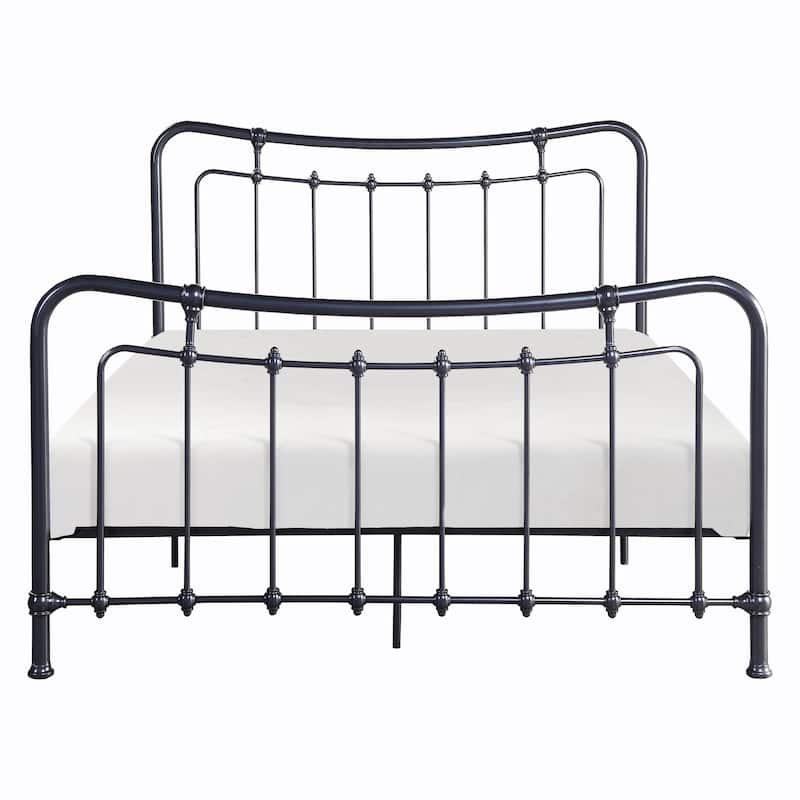 Engel Twin Size Bed, Metal Frame in Gunmetal Finish, Traditional Joining