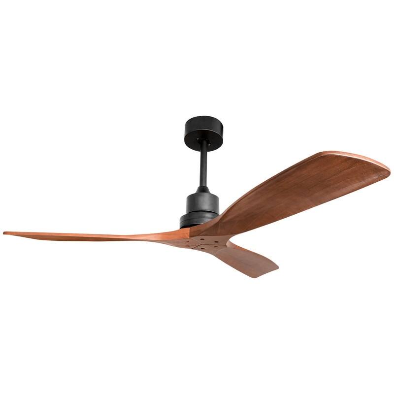 52" Farmhouse Outdoor Ceiling Fan – Solid Wood Blades, Quiet DC Motor & Remote