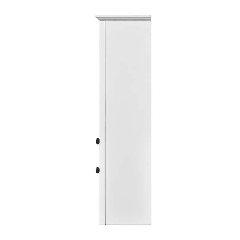 Bathroom Wall Mounted Medicine Cabinet Mirrored Door Over Toilet Storage Cabinet w/ Vertical Stripe Design and Open Compartments