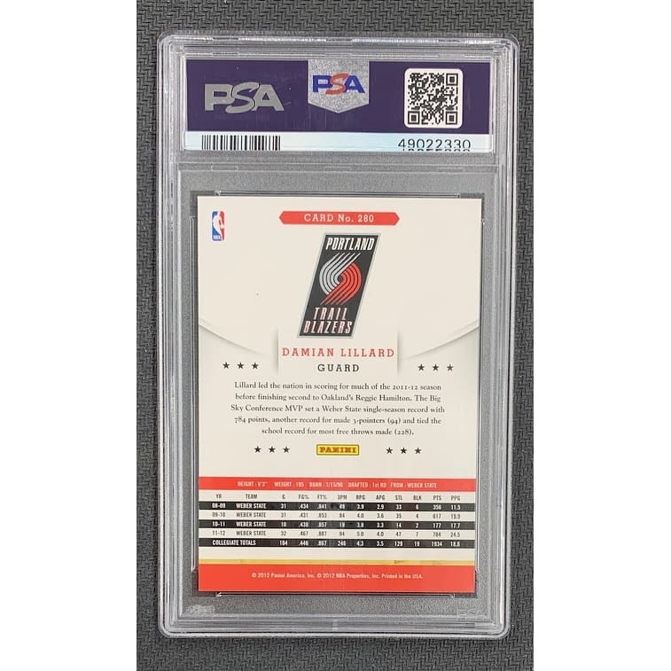 Damian Lillard 2012 Panini Hoops Basketball Rookie Card #280 Graded PSA 10 - 8' x 11'