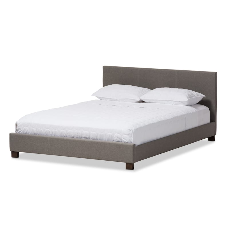 City Chic Platform Bed - Upholstered Bedroom Bed with Panel Headboard - Modern Design - Beige or Gray