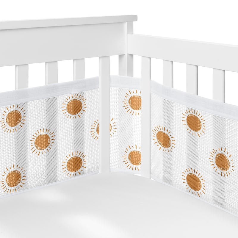 Rainbow Vintage Boho Sun Boy Girl Neutral Sweet Jojo Designs 6p Crib Bedding + BreathableBaby Breathable Mesh Liner