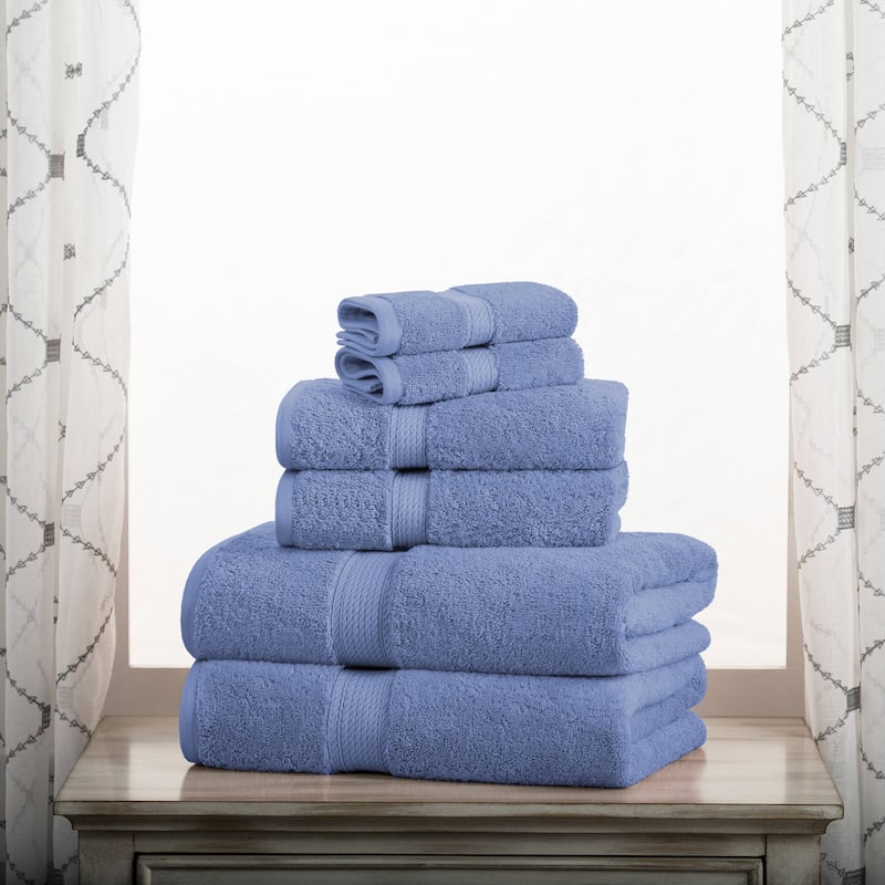Superior Egyptian Cotton Pile Heavyweight 6-Piece Towel Set - 6-Piece Set - Denim Blue
