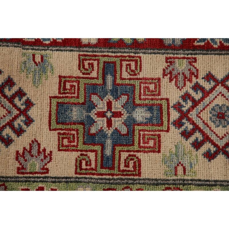 Light Blue Traditional Kazak Area Rug Hand-Knotted Wool Carpet - 6'9" x 9'4"