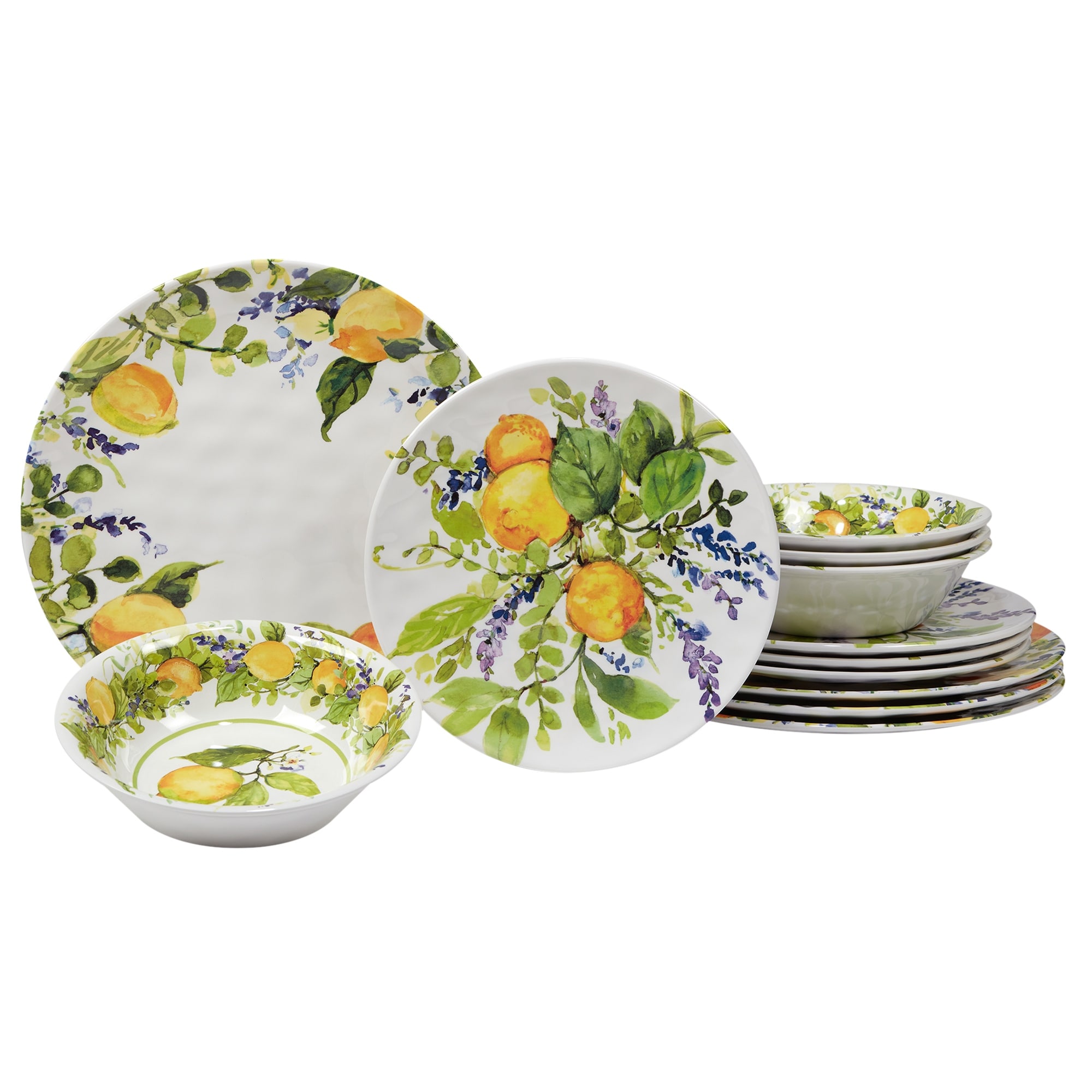 Certified International Lemon Zest 12 Pieces Melamine Dinnerware Set