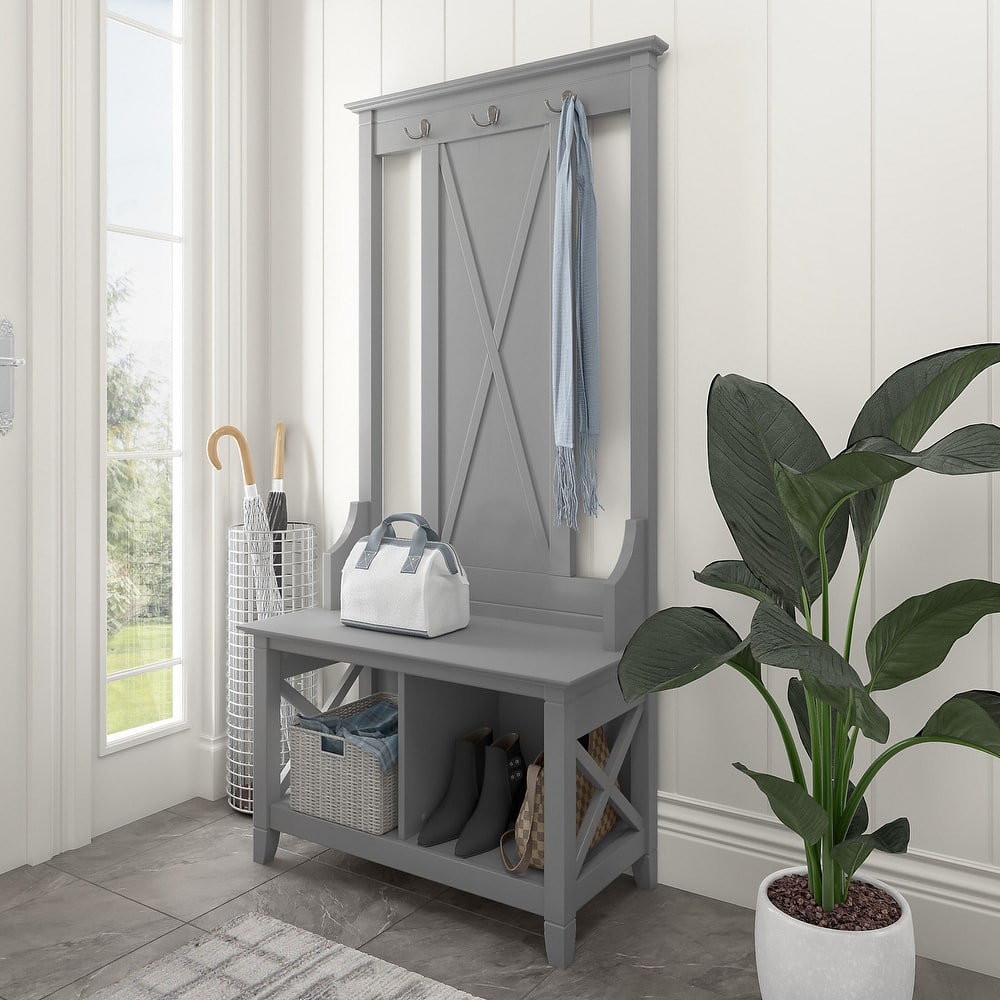 Key West Hall Tree with Shoe Storage Bench by Bush Furniture
