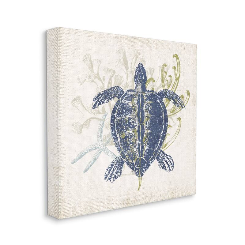 Stupell Detailed Sea Turtle Layered Coral Aquatic Life Canvas Wall Art