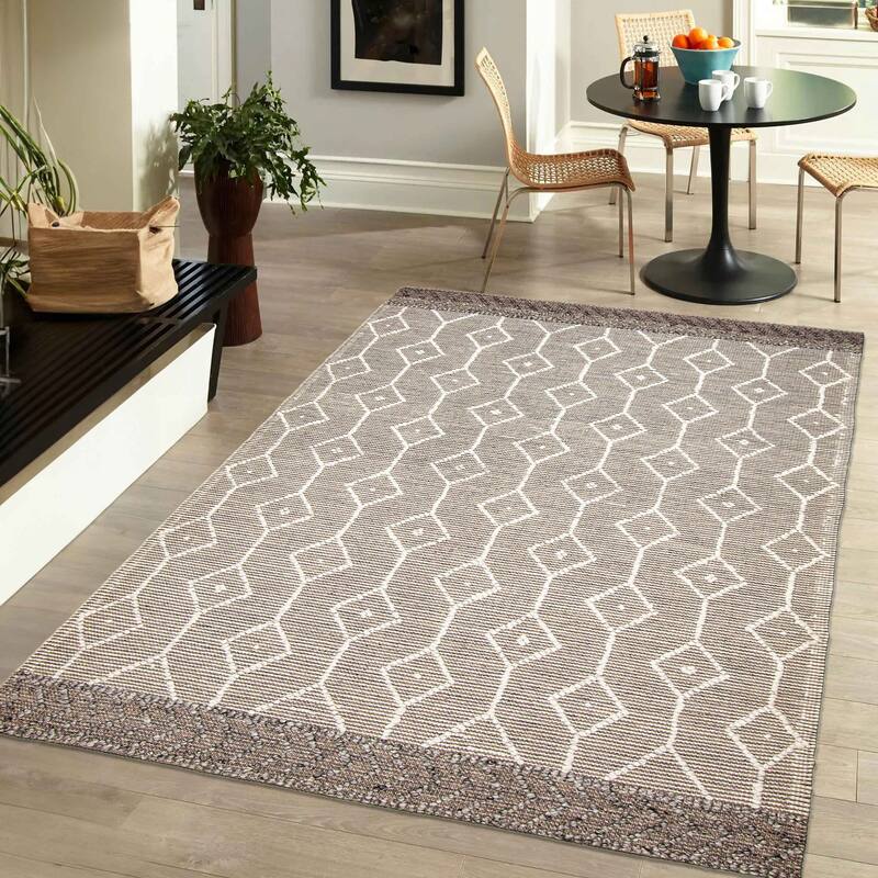 ECARPETGALLERY Braid weave Sienna Taupe Wool Rug - 5'1 x 8'2