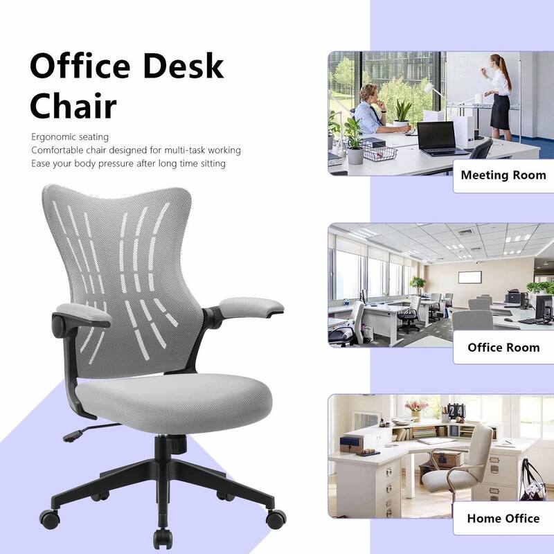 Homall Mid Back Mesh Office Desk Chair - Swivel Task Chair with Flip Arms and Lumbar Support