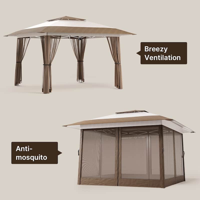11 x 11 / 13 x 13 Pop Up Gazebo Tent with Mosquito Netting, Outdoor Canopy Tent