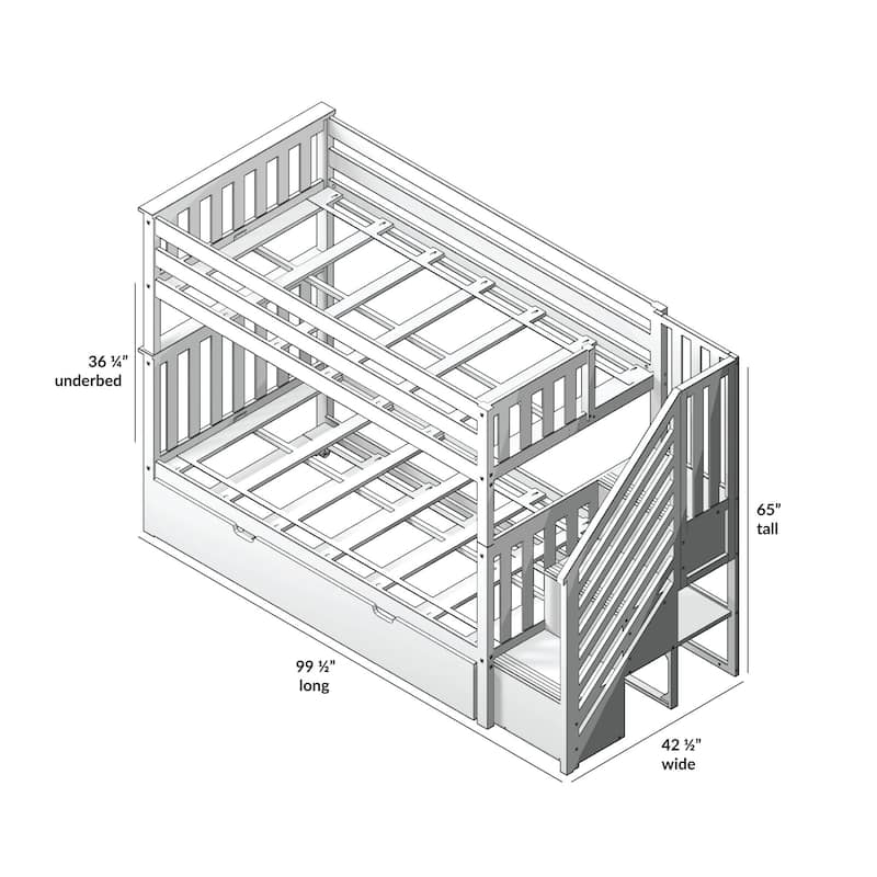 Max and Lily Twin over Twin Staircase Bunk with Trundle