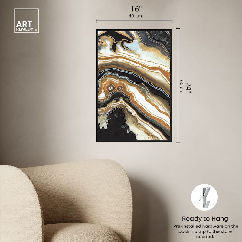 Art Remedy Black And Gold Ii Framed Mineral, Agate & Geode 1 Piece Canvas Wall Art