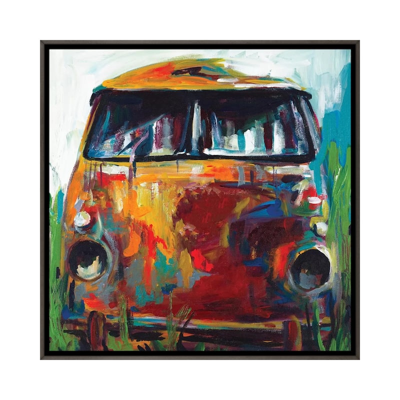 iCanvas "Retro Love Bus" by Andy Beauchamp Framed - Charcoal - 37x37