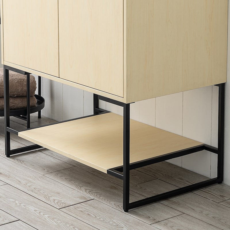 Freestanding Bathroom Vanity Set with Open Shelf & Acrylic Sink