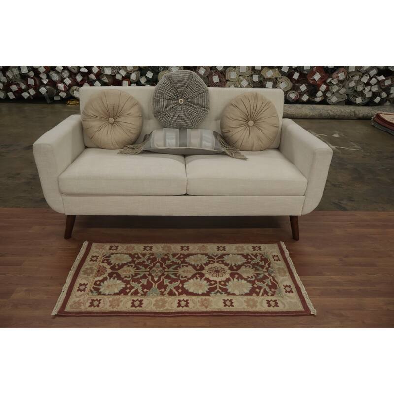 Hand Knotted Oriental 100% Wool Carpet Traditional All-Over Oranges & Rust Ziegler Area Rug - 3' 10'' X 2' 0''