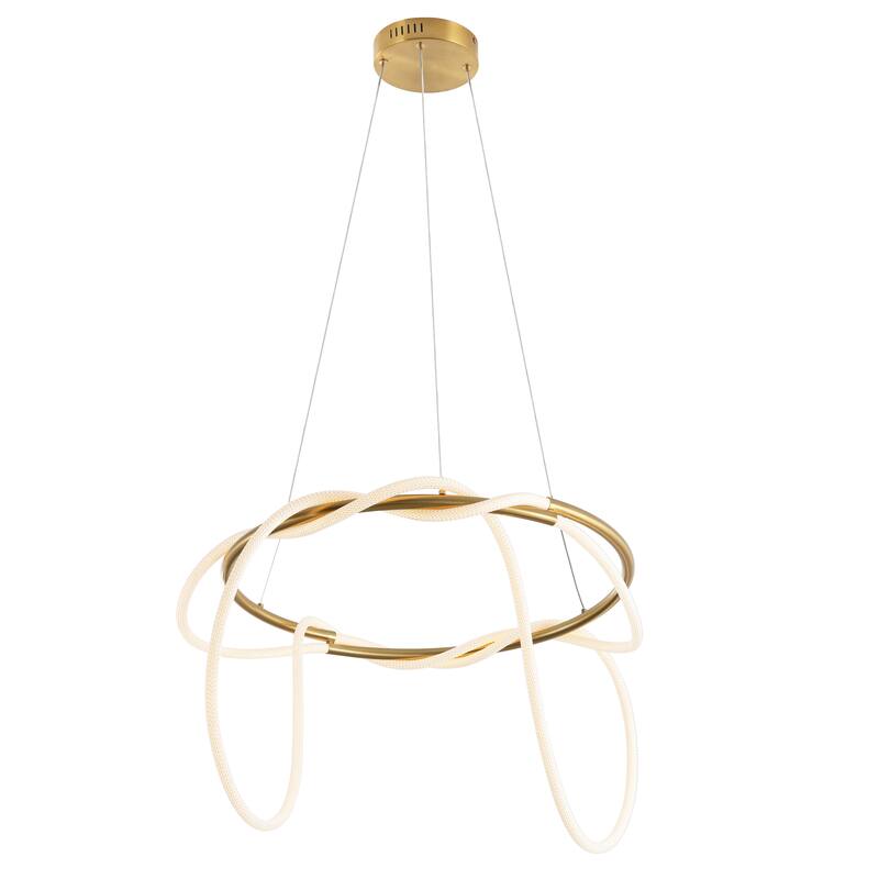 Nuvola 25" Contemporary Minimalist 360 Adjustable Silicone Neon Rope Dimmable Integrated LED Chandelier, by JONATHAN Y