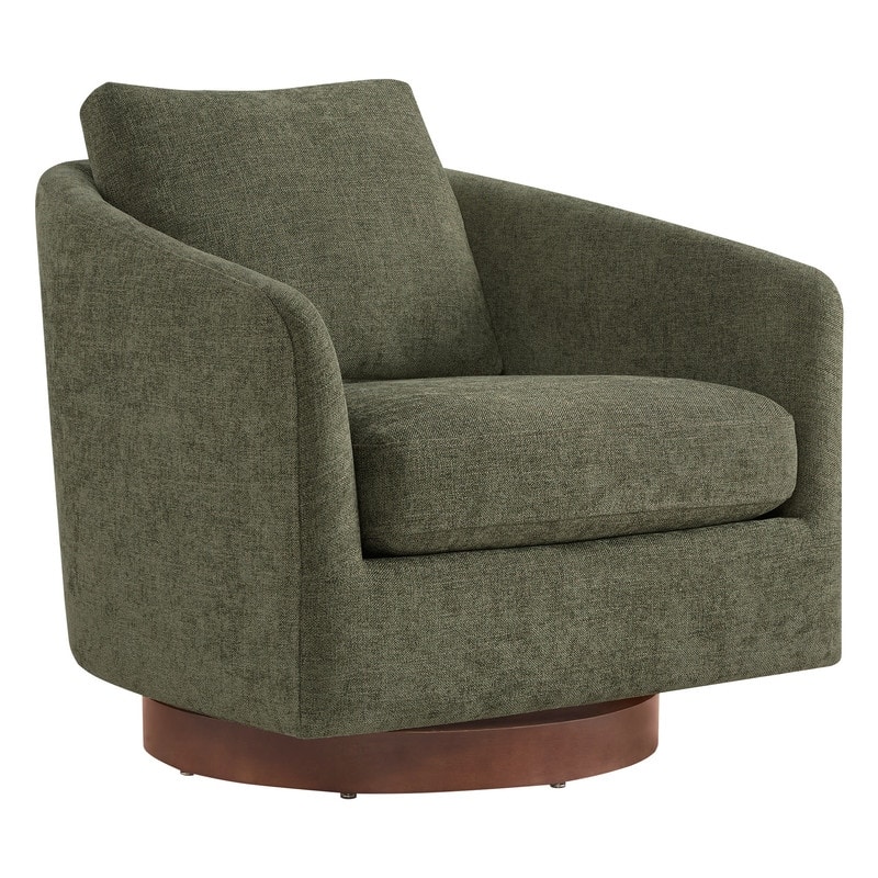 Spruce & Spring Classic Swivel Club Accent Chair with Back Cushion & Solid Wood Frame