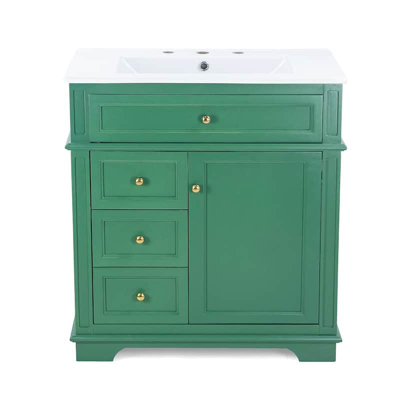 Bathroom Vanity with Sink, Bathroom Vanities with Soft Closing Door, Wood Bathroom Cabinet with Door Shelf and 3 Drawers