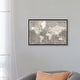 preview thumbnail 3 of 13, iCanvas "Brown Detailed World Map With Cities, Davey" by blursbyai Framed