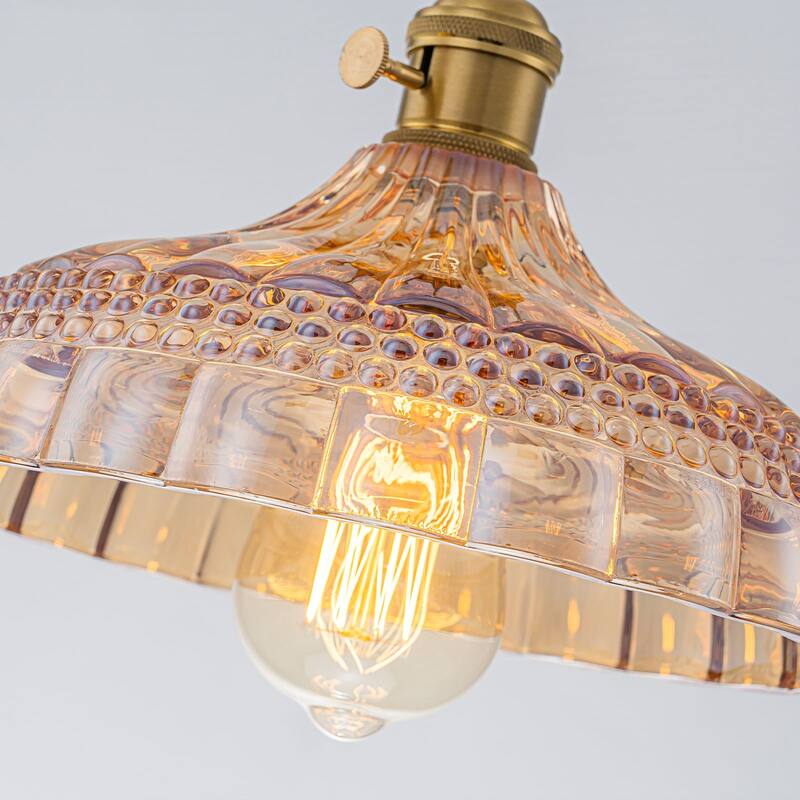 9.8'' Amber Glass Pendant Light for Kitchen Island