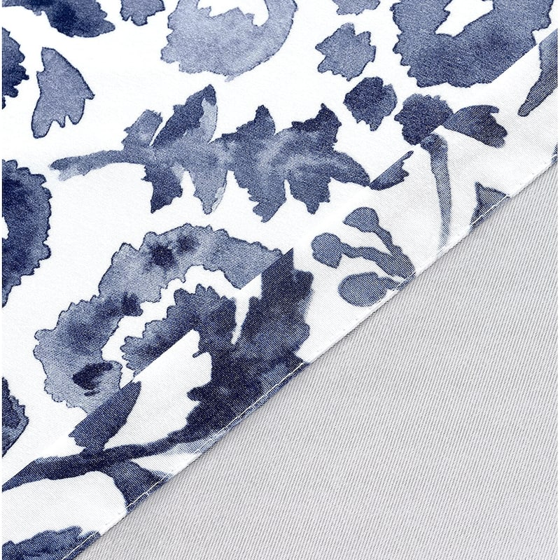 Porch & Den Ouzel Floral Watercolor Blackout Lined Window Curtain Panel Pair