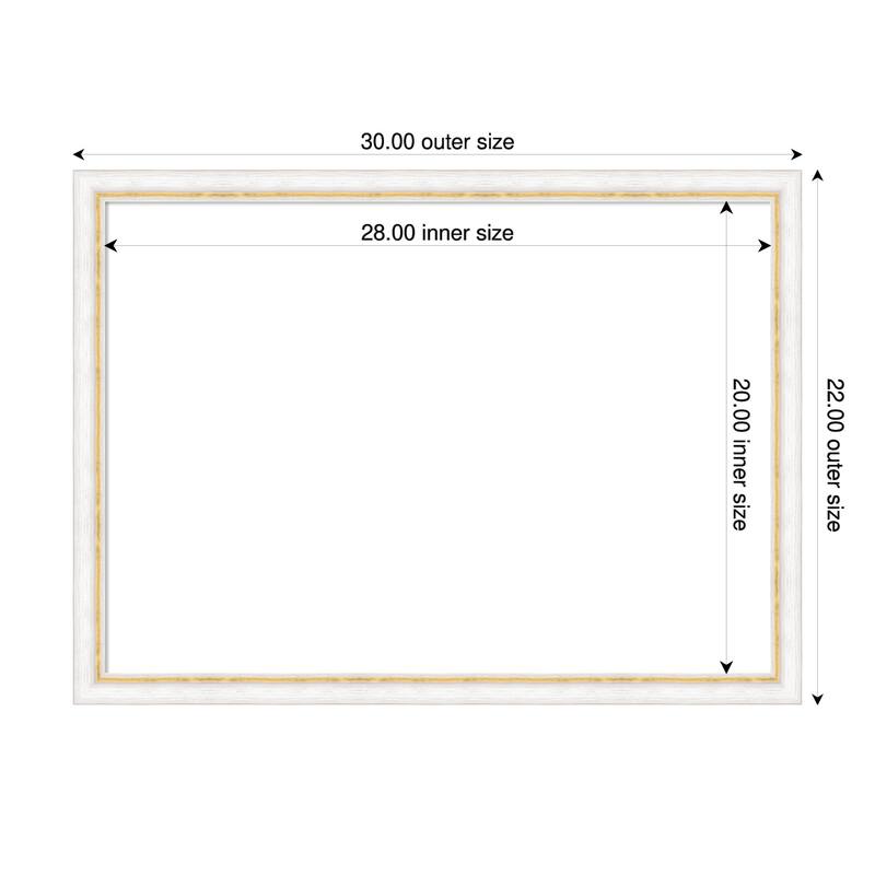 Amanti Art Morgan White Blue Framed Dry Erase Magnetic Board - 30 x 22 in - Morgan White Gold