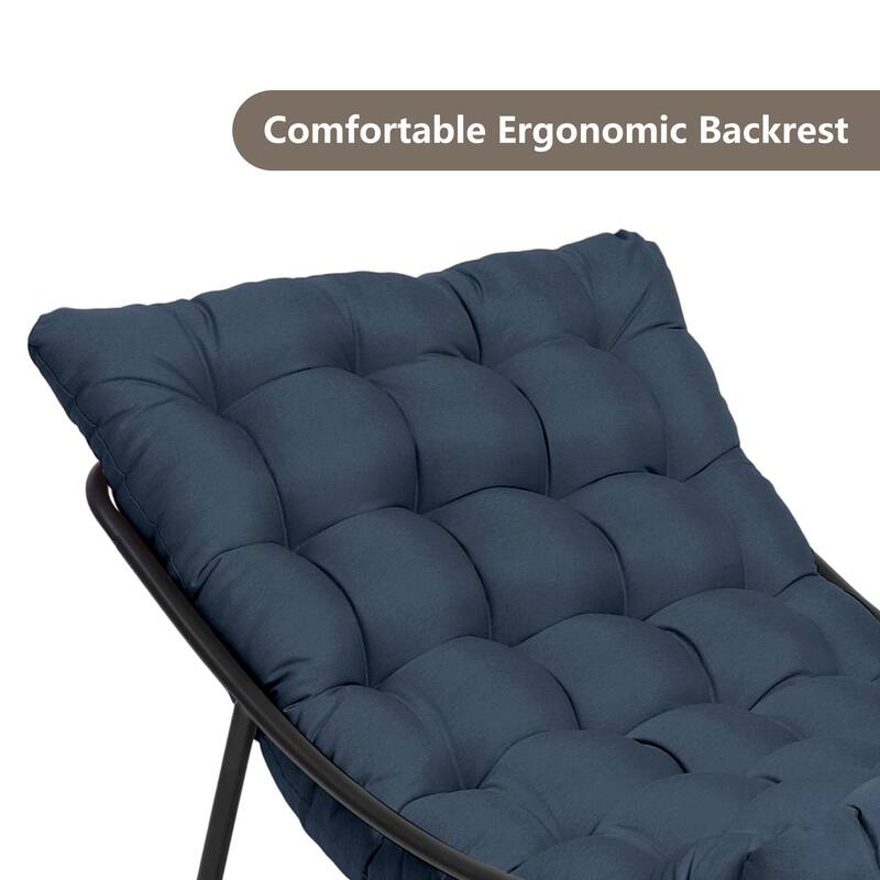 Outdoor Metal Frame Rocking Chair with Water-Resistant Cushions