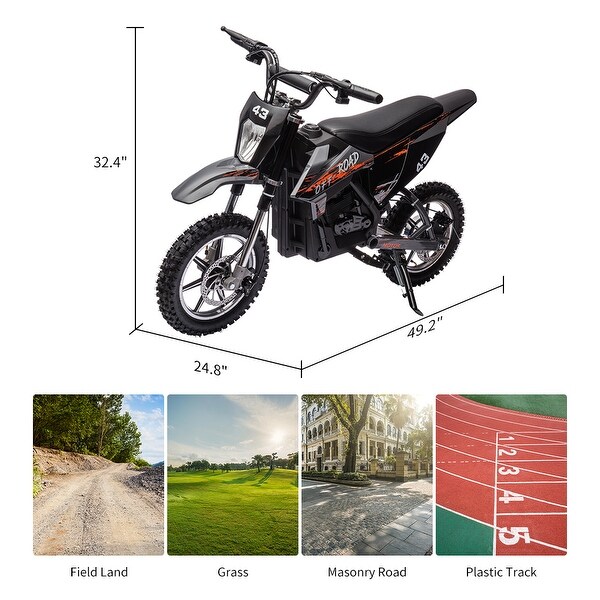 36V Electric Dirt Bike for Kids, Ride on Motorcycle 350W Brushless