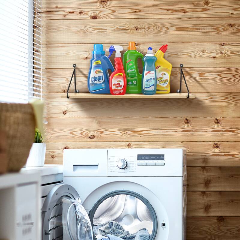 Sorbus Floating Shelf with Metal Brackets — Wall Mounted Rustic Wood Wall Storage - 23.62" L x 6" W x 15.75" H