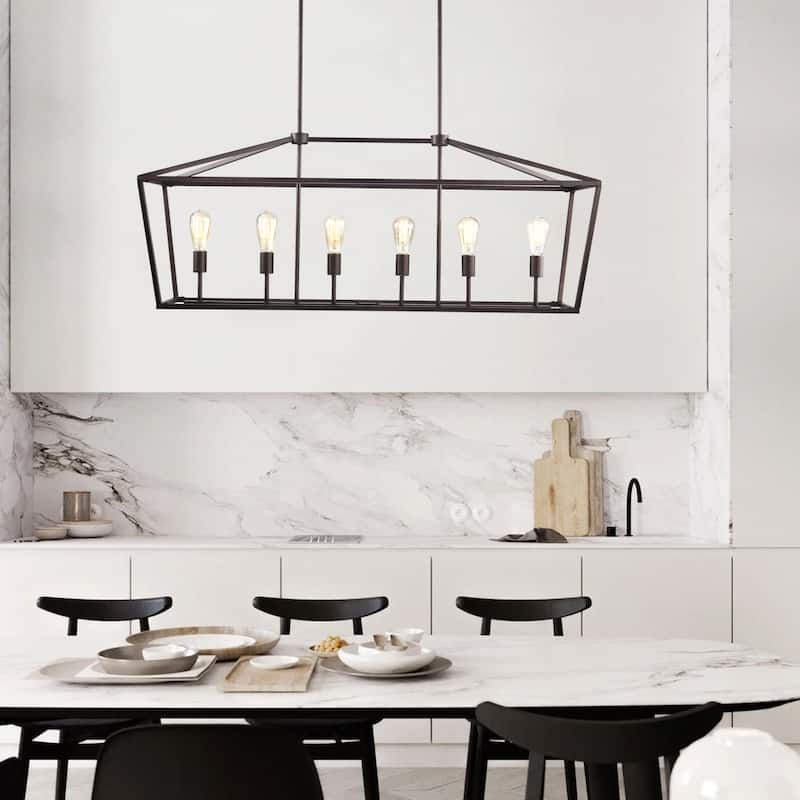 6 lights Uplight ETL Geometric Incandescent Pendant Light - Bronze