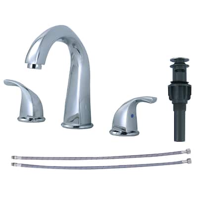 WOWOW Gooseneck 8 in. Widespread Double Handle Bathroom Faucet