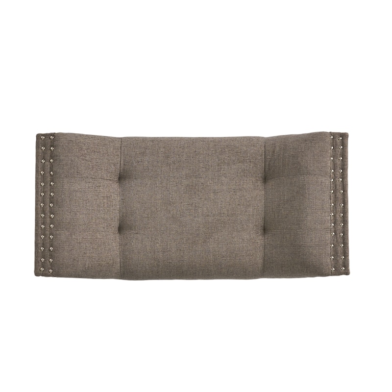 Modern Fabric Upholstered Ottoman Bench with Nailhead Trim, End of Bed Accent Bench for Bedroom or Living Room