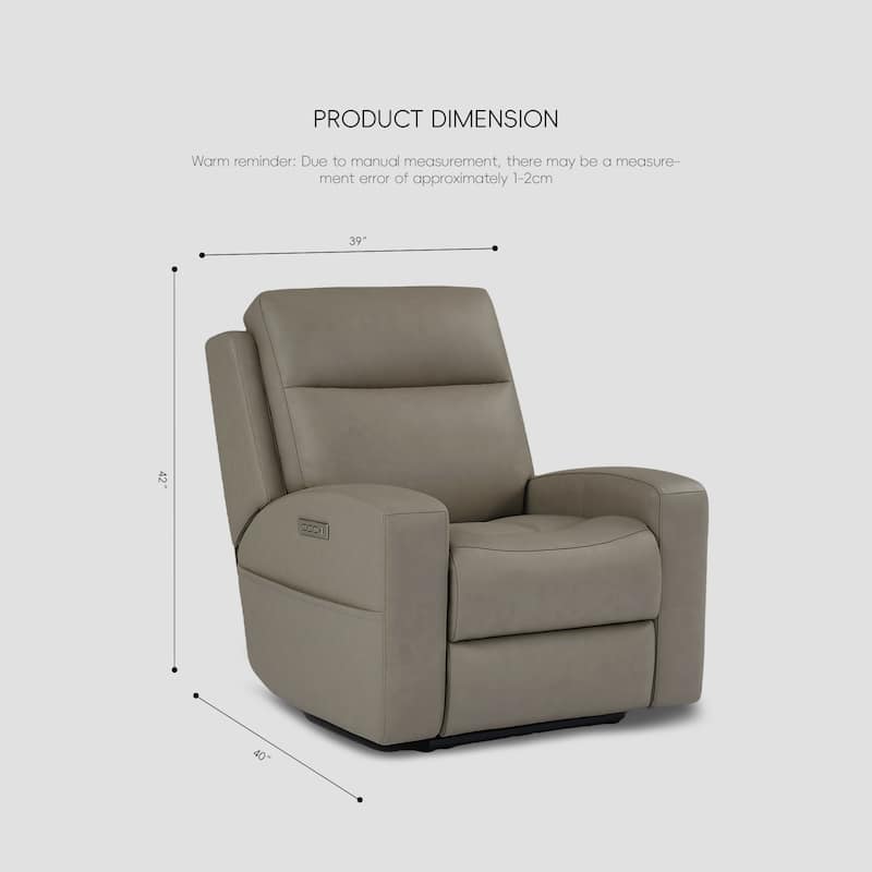 39''W Genuine leather Triple-Power Reclining with Extendable Footrest and USB/USB-C Ports