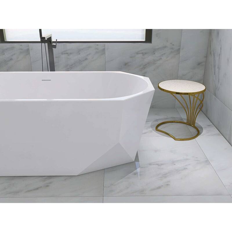 Edward Soaking Diamond Style Bathtub in Glossy White