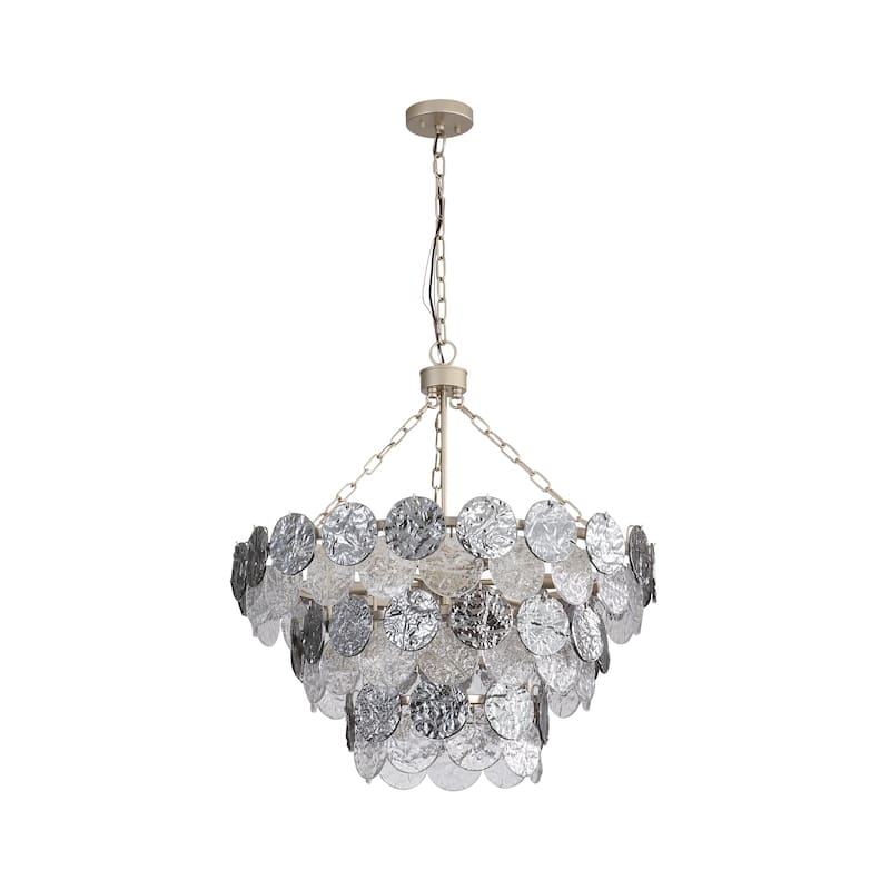 Yep by Golden Lighting Cascada 11-light Pendant in Aegean Silver and Smoke Plated Glass