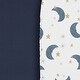 preview thumbnail 5 of 4, Sweet Jojo Designs Moon & Star Boy, Girl, Unisex/Gender Neutral 2 Pack Baby Bassinet Fitted Sheets - Solid Blue & Celestial, Sky