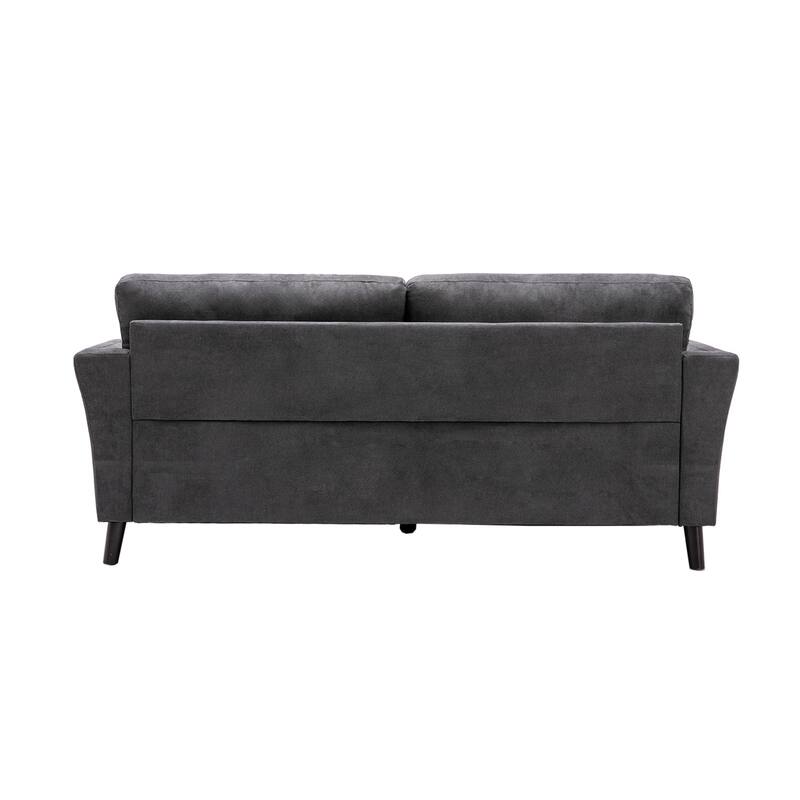Woven Fabric Upholstered Sofa with 2 Pillows in Gray
