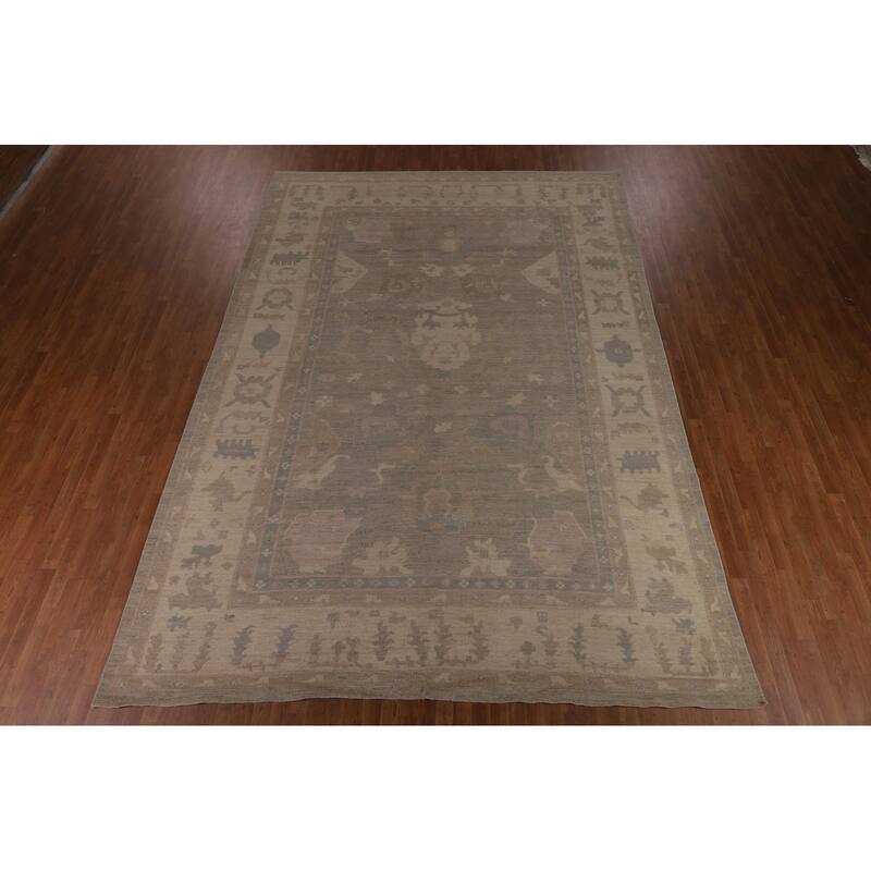 Oushak Oriental Large Area Rug Hand-Knotted Vegetable Dye Wool Carpet - 10'2"x 13'10"