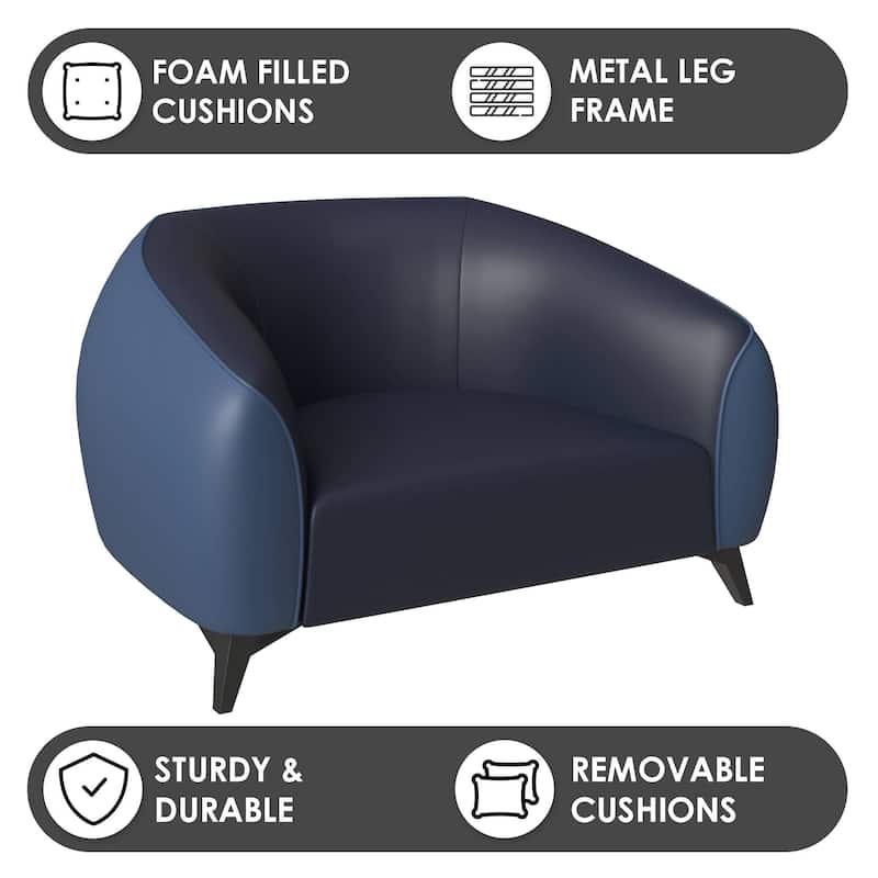 Single-Seater Sofa Armchair Upholstered in Vegan Leather with Metal Legs Opula Series by LeisureMod