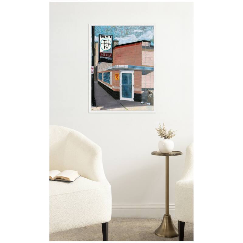 Kate and Laurel Bear Hug by Krista V. Allenstein Framed Canvas Wall Art Print