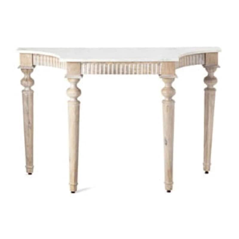Weathered Style Console Table with Marble Top - 46"