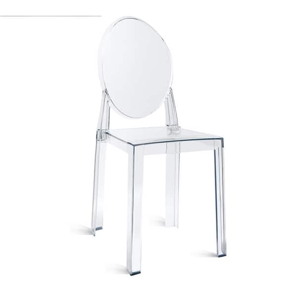 slide 2 of 8, Larger Size Modern Transparent Dining Living Room Ghost Side Dining Room Chair Accent Lounge No Arms Armless Seat Clear