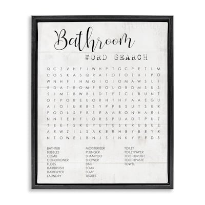 Stupell Bathroom Word Search Fun Family Word Design Floater Frame - Black