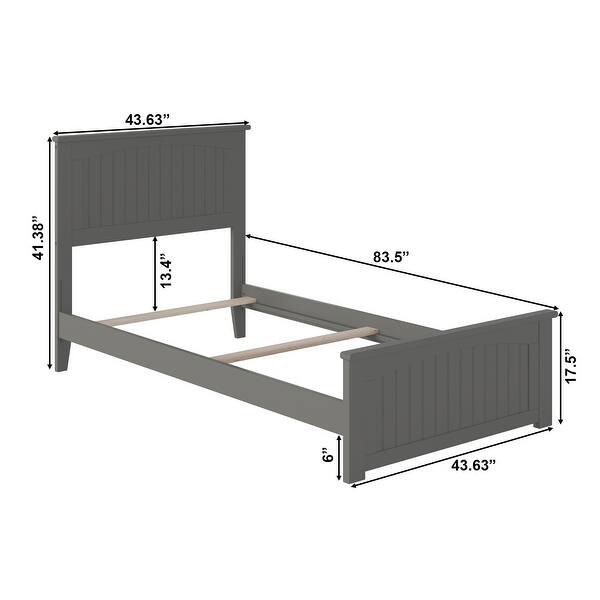 Nantucket Twin XL Foundation Bed with Matching Footboard in Grey