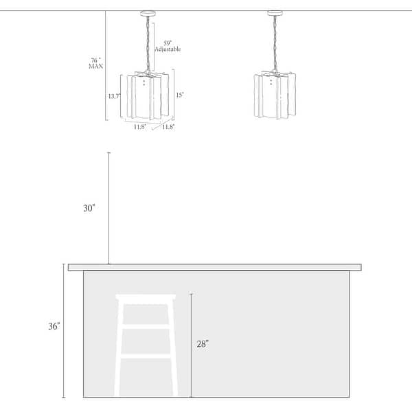 dimension image slide 5 of 7, Kasy Modern 1-Light Textured Glass Pendant Light Unique Kitchen Island Light